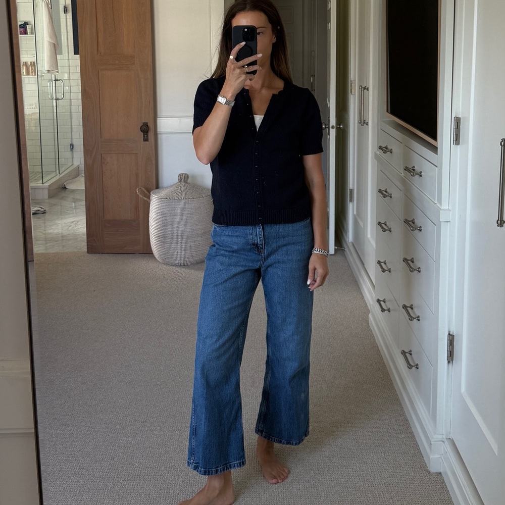 Sezane Black Short Sleeve Sweater